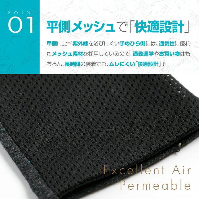 UV手袋 ショート レディース 平側すべり止め 平側メッシュ ストレッチ 指切り 夏 カラーネップ柄 プレゼント ギフト