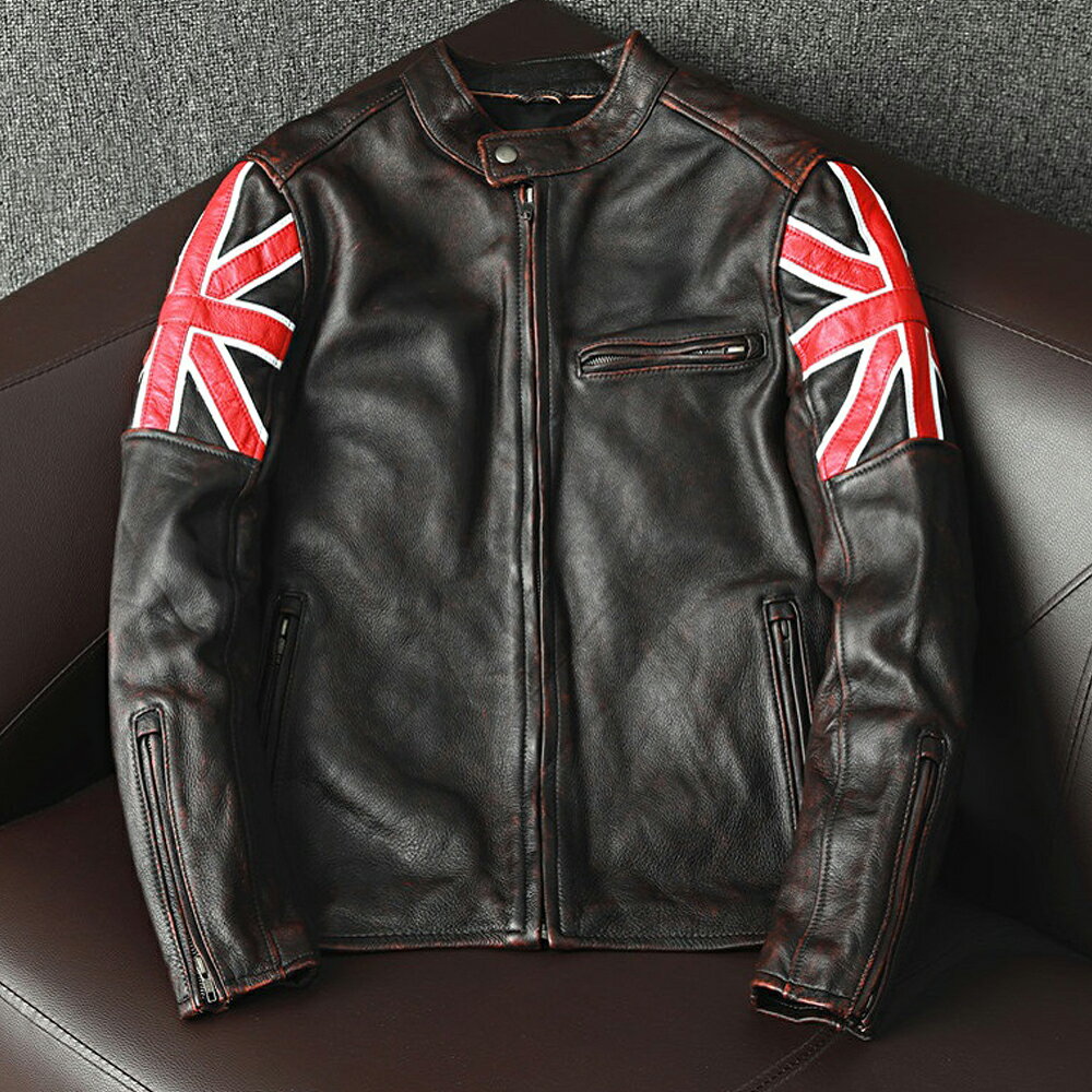 樂天商城 - レザージャケット 上品　バイクジャケット　アメカジ　本革 牛革　ユーズド加工　茶芯 ライダースジャケット 革ジャン S～4XL