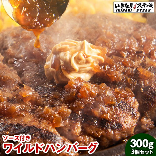 いきなりステーキ ワイルドハンバーグ300g×3個セット 【お肉】 ビーフハンバーグ300g×3個 ソース小袋×3個 【ギフト 内祝い グルメ ビーフ ハンバーグ 牛 肉 お肉 肉汁】豪華