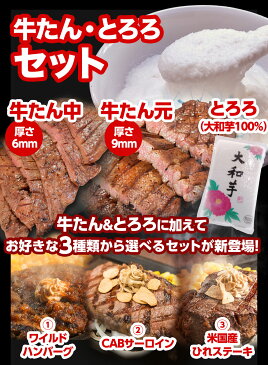 【肉の日SALE】【送料無料】米国産牛ひれテーキ200g、牛たん元500g、とろろ（大和芋100％）500gセット 牛タンお肉 熟成 厚切り ギフト