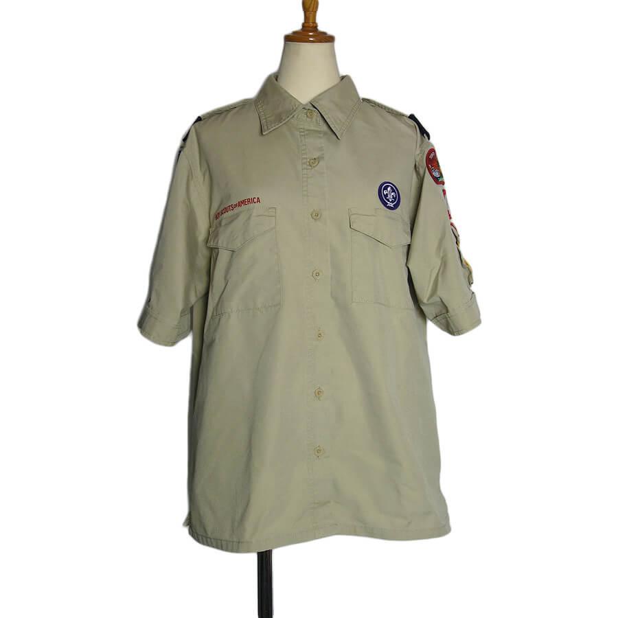 樂天商城 - 【中古】 ボーイスカウト シャツ 半袖 BOY SCOUTS OF AMERICA レディース L 古着 ワッペン付き ワークシャツ 【異国屋】
