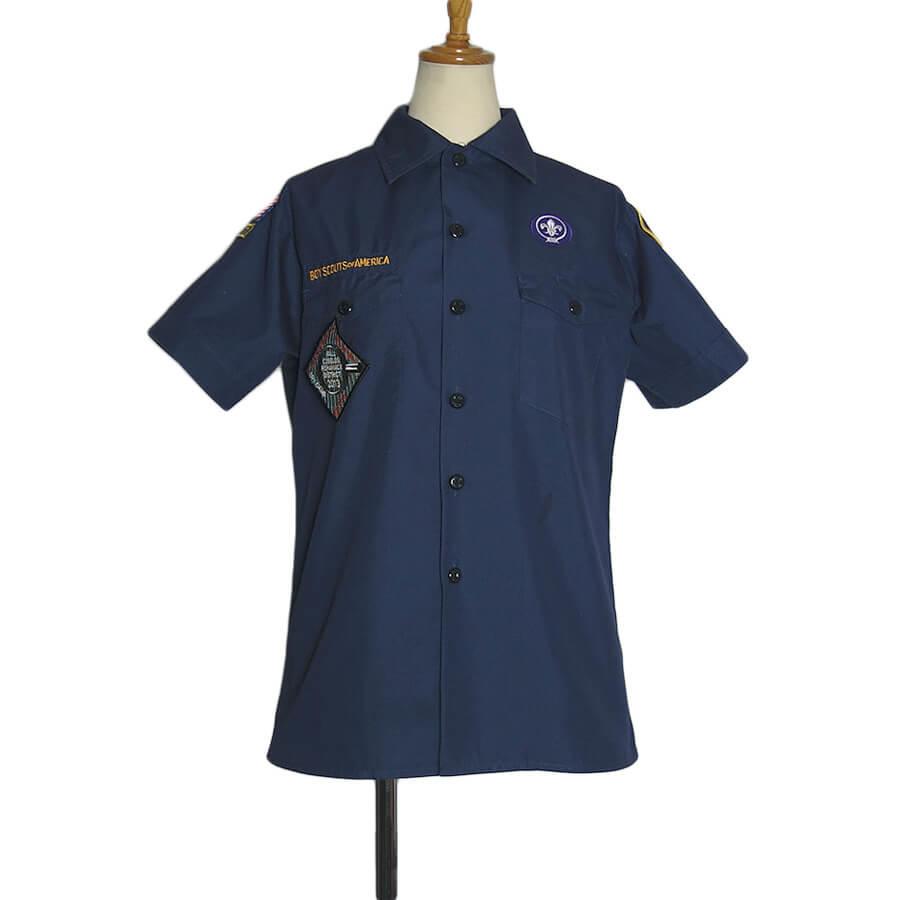 樂天商城 - 【中古】 ボーイスカウトシャツ BOY SCOUTS OF AMERICA 半袖 ネイビー ユースサイズ レディース向き 古着 ワッペン付き ワークシャツ