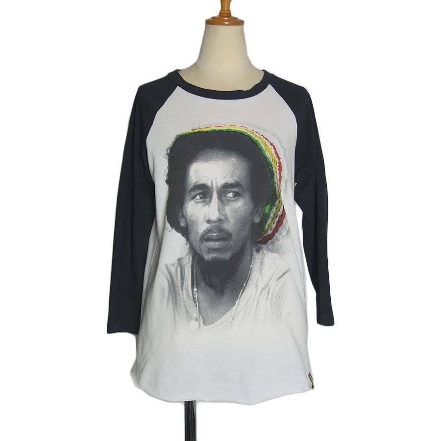 【中古】BOB MARLEY ボブ・マーリー プリントTシャツ 七分袖 レゲエ ミュージシャン Tシャツ メンズ Sサイズ 輸入古着 ロックtシャツ