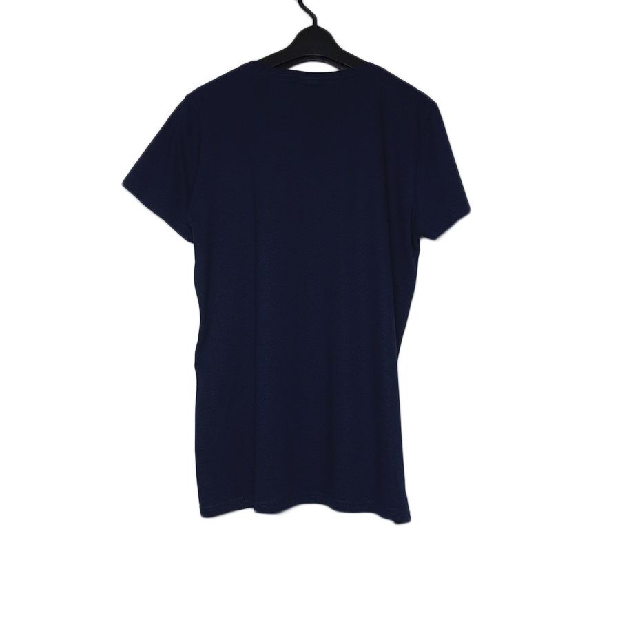 【新品】FRUIT OF THE LOOM 花 プリントTシャツ 半袖 レディース Lサイズ 紺色 ティーシャツ Tシャツ be kind フラワー