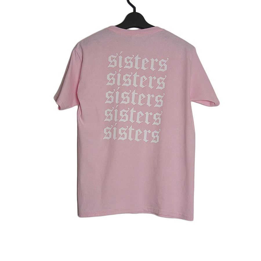 【中古】SISTERS プリント Tシャツ トップス ティーシャツ ピンク ユースサイズ 半袖 FRUIT OF THE LOOM【異国屋】