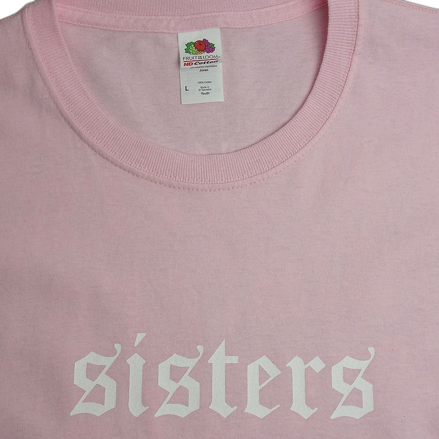 【中古】SISTERS プリント Tシャツ トップス ティーシャツ ピンク ユースサイズ 半袖 FRUIT OF THE LOOM【異国屋】