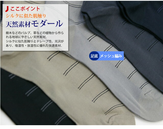 【メンズ】涼感モダール足底メッシュ クルー丈ビ...の紹介画像3