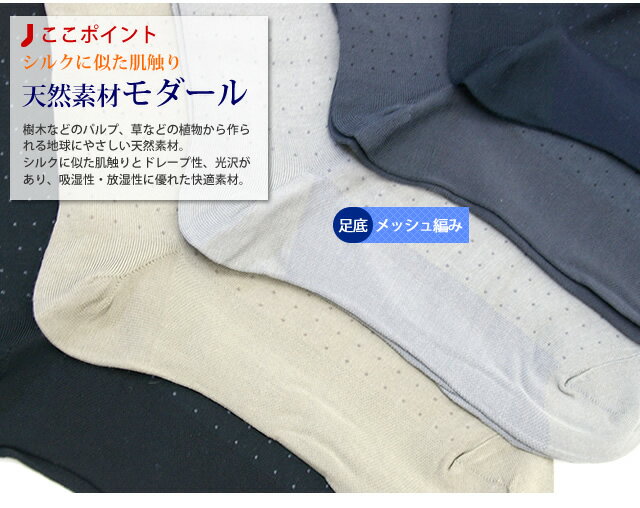 【メンズ】涼感モダール足底メッシュ クルー丈ビ...の紹介画像3