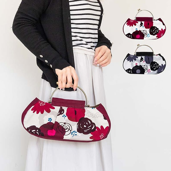 亥之吉 ギャザーベンリーがま口 はなかさね 花重ね 2WAY がま口 バッグ 和柄 和モダン がま口ショルダ..