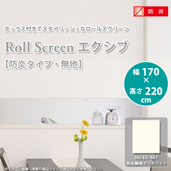 樂天商城 - ロールスクリーン エクシブ 【防炎タイプ 無地 】 幅170 × 高さ220cm No.EX-401 防炎無地 オフホワイト