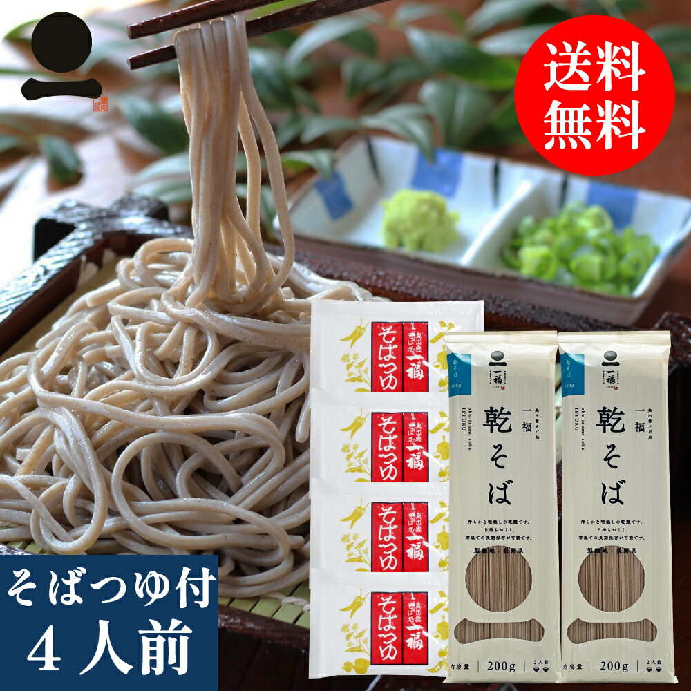 そば 乾麺 蕎麦 4人前【一福の乾そば】つゆ付き 送料無料 年越しそば 乾そば 乾めん 日本そば 日本蕎麦 お取り寄せ グルメ 保存食 非常食 備蓄 常備食 手軽 ざる 釜揚げ 割子 風味豊か なめらか のどごし お試し ご家庭用 食品メール便 ソバ soba 一福