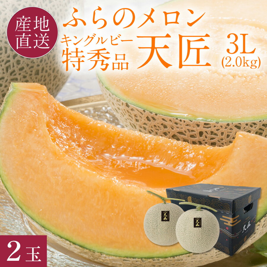 【早割250円OFFクーポン配布中】 富良野メロン キングルビー 特秀品 天匠 特大 3Lサイズ(約2.0kg) 2玉 富良野 山部 志賀農園 天匠 (キングルビー) 特大玉 2kg 2個 お中元 赤肉 メロン 超大玉 北海道 御中元 高級 ふらのメロン ギフト 【送料無料】