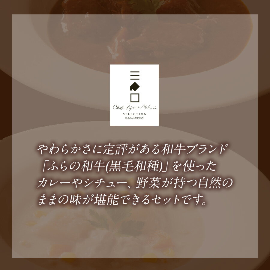 三國シェフ監修北海道ディナーセレクション MHT ビーフカレー/ビーフストロガノフ/黒毛和牛ハヤシ/ホワイトクリームシチュー/コーンスープ/オニオンスーププレゼント 洋食 レトルト 贈り物 高級 内祝 送料無料