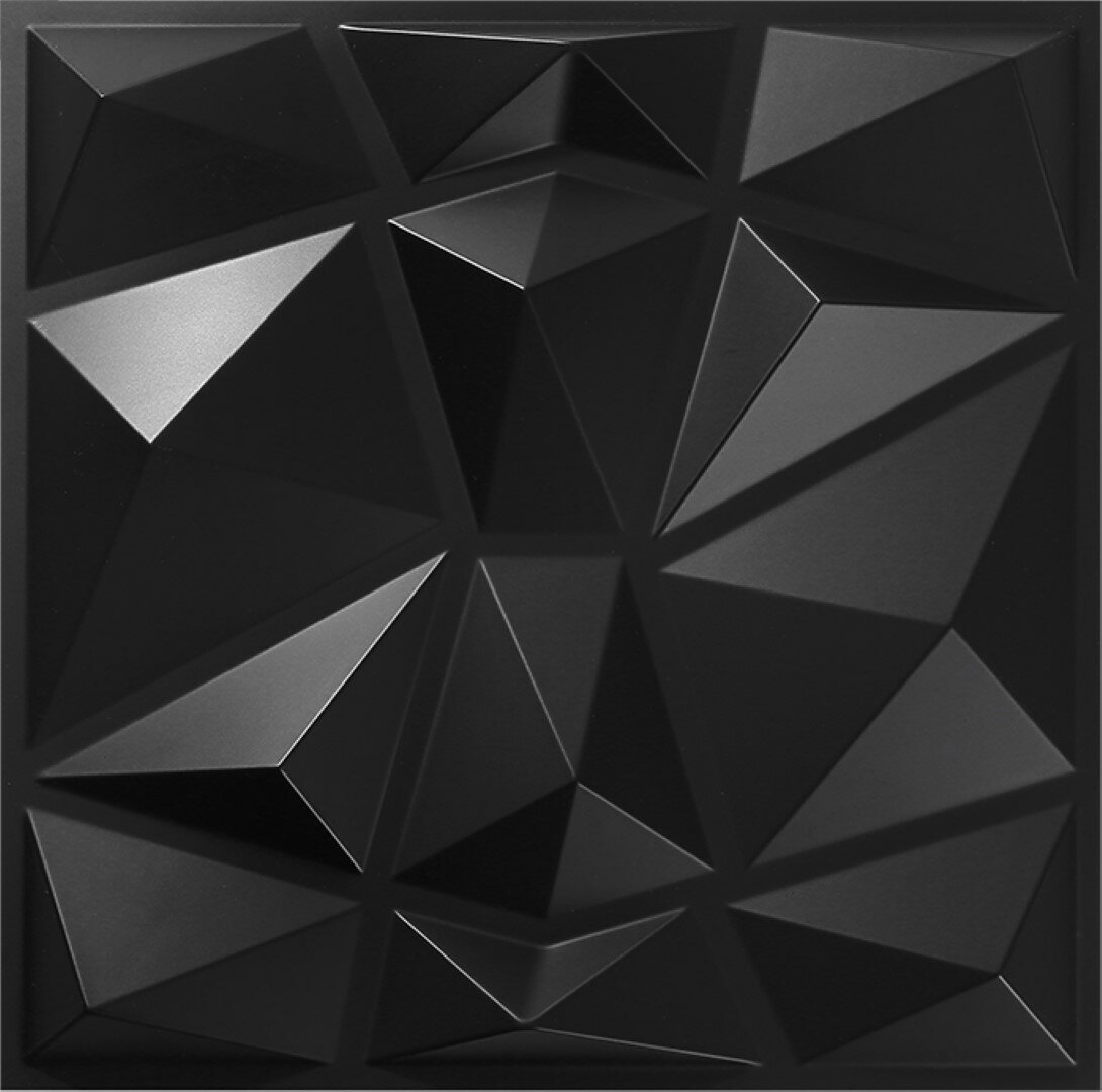 ISL 3Dウォールパネル(PVC製・難燃仕様) ダイヤモンド(スモール) ・マットブラック 30cm×30cm 12枚セット