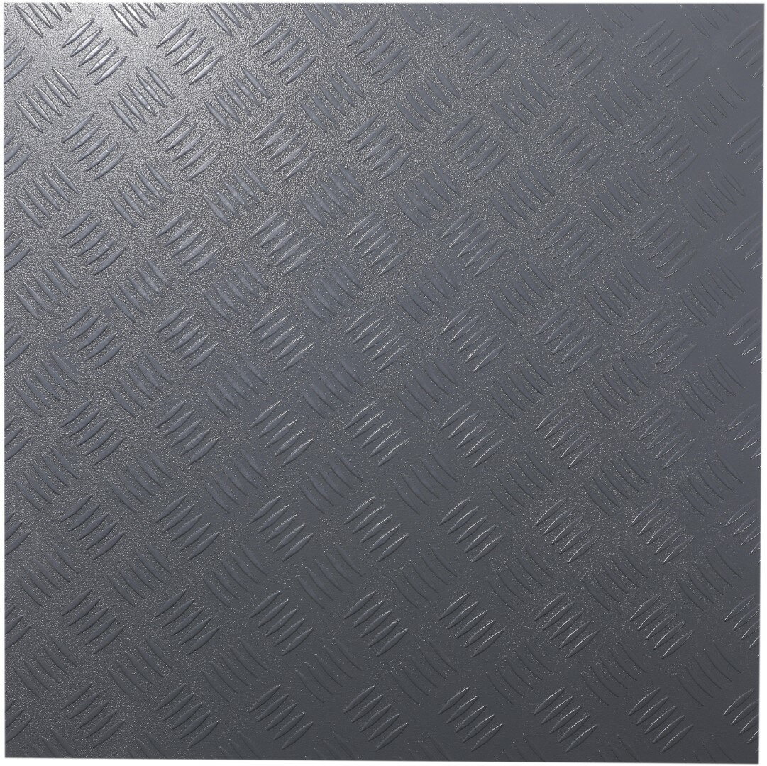 ISL チェッカープレートタイル PVC製縞鋼板 スチール/スモークグレー 48枚セット 45.7×45.7cm 3mm厚 フロアタイル ガレージ DIY