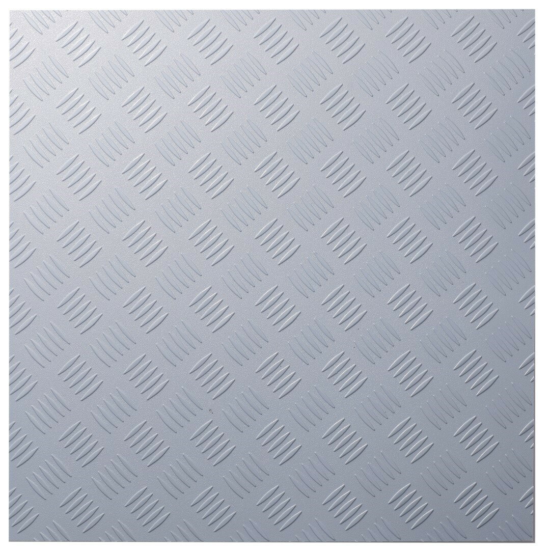 ISL チェッカープレートタイル PVC製縞鋼板 スチール/ライトグレー