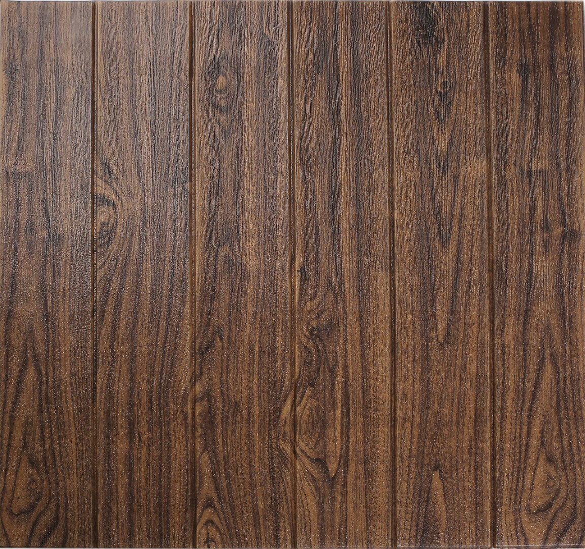 ISL ウォールステッカー 木目調 ダークブラウン (アルミ仕様) 3Dクッション壁紙 70cm×70cm