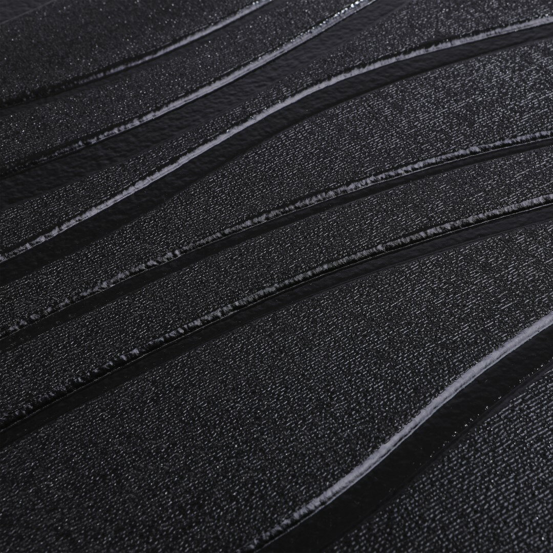 ISL ウォールステッカー ウェーブ(アルミ仕様) ブラック 3Dクッション壁紙 70cm*70cm 60枚セット