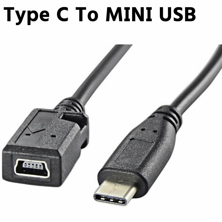 USB 3.1 Type C 変換ケーブル25cm、Type C To MINI USB 5pin オスにメス 変換 延長ケーブル 高速充電 10Gbps 高速データ転送、MINI 5pi..