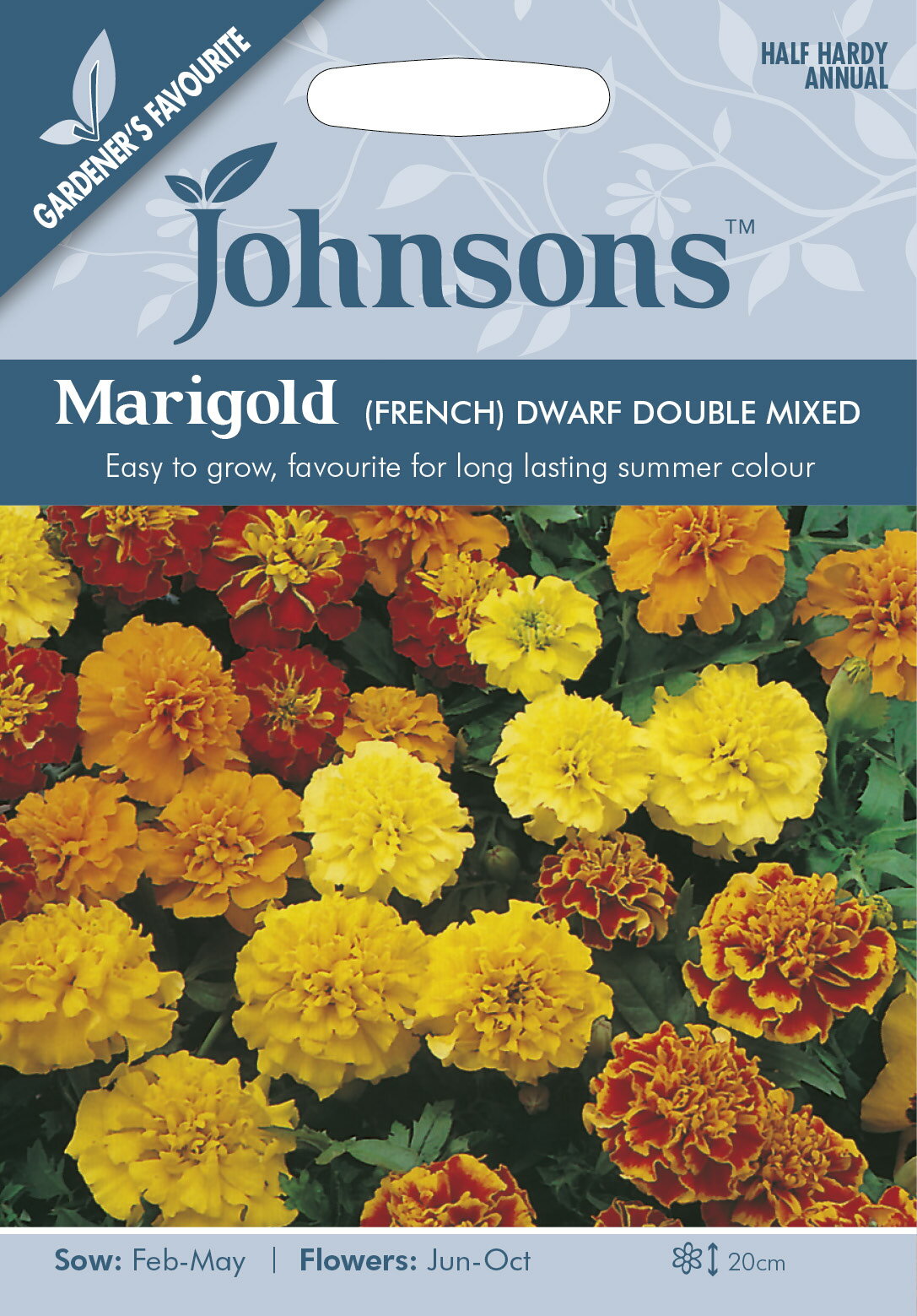 【種子】Johnsons Seeds Marigold (French) Dwarf Double Mixed マリーゴールド（フレンチ） ドワーフ ダブル ミックス ジョンソンズシード