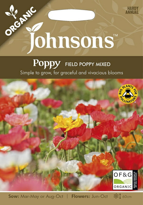 楽天Ivy【種子】Johnsons Seeds ORGANIC Poppy FIELD POPPY MIXED オーガニック ポピー フィールド・ポピー・ミックス ジョンソンズシード