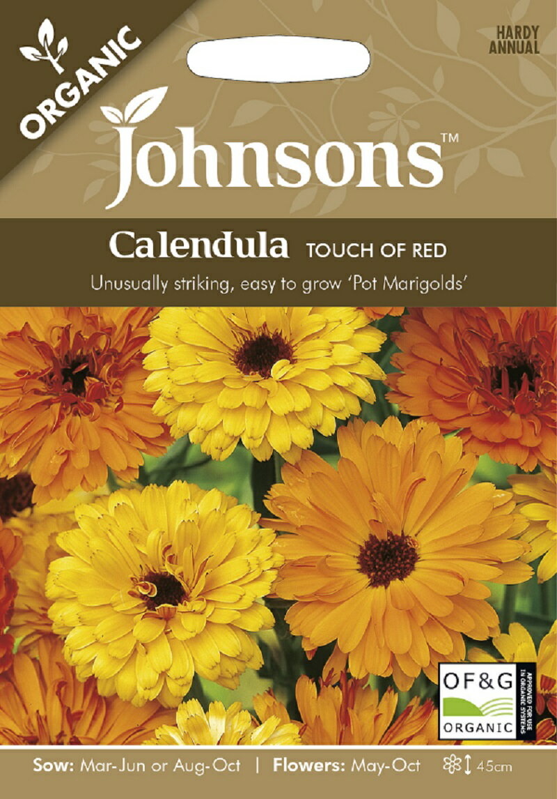 Johnsons Seeds ORGANIC Calendula Touch Of Red オーガニック カレンデュラ(きんせんか) タッチ オブ レッド ジョンソンズシード