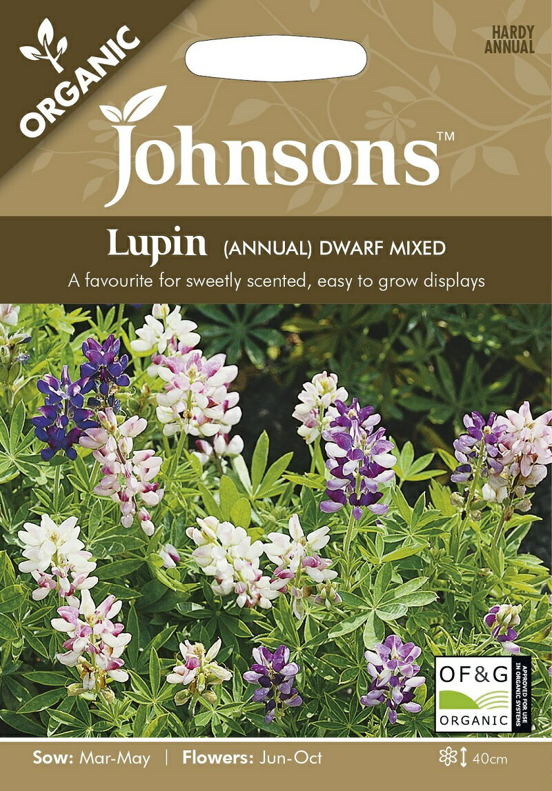 Johnsons Seeds Organic Lupin (Annual) Dwarf Mixed オーガニック ルーピン (アニュアル) ドワーフミックス ジョンソンズシード