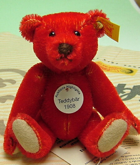 【ミニチュア】　オークションハイライト　テディベア1908「アルフォンゾ」 12cm■黄色タグ（定...