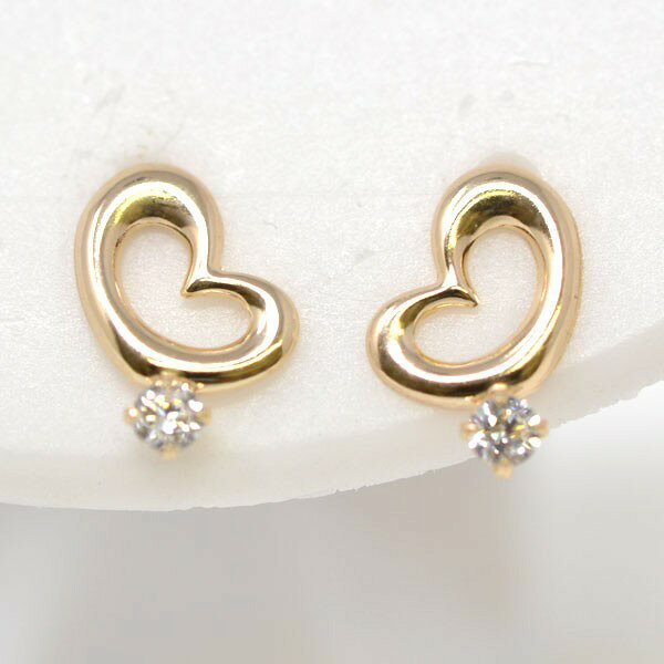 ハート キュービック ピアス K10 10金 ピアス レディース 人気 かわいい