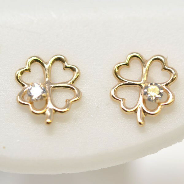 クローバー 四つ葉 キュービック ピアス K10 10金 ピアス レディース 人気 かわいい