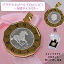 ホース コイン ペンダント トップ 純プラチナ コイン 馬 枠 18金 k18 18k エリザベス 女王 ELIZAVETH II コインペンダント 送料無料