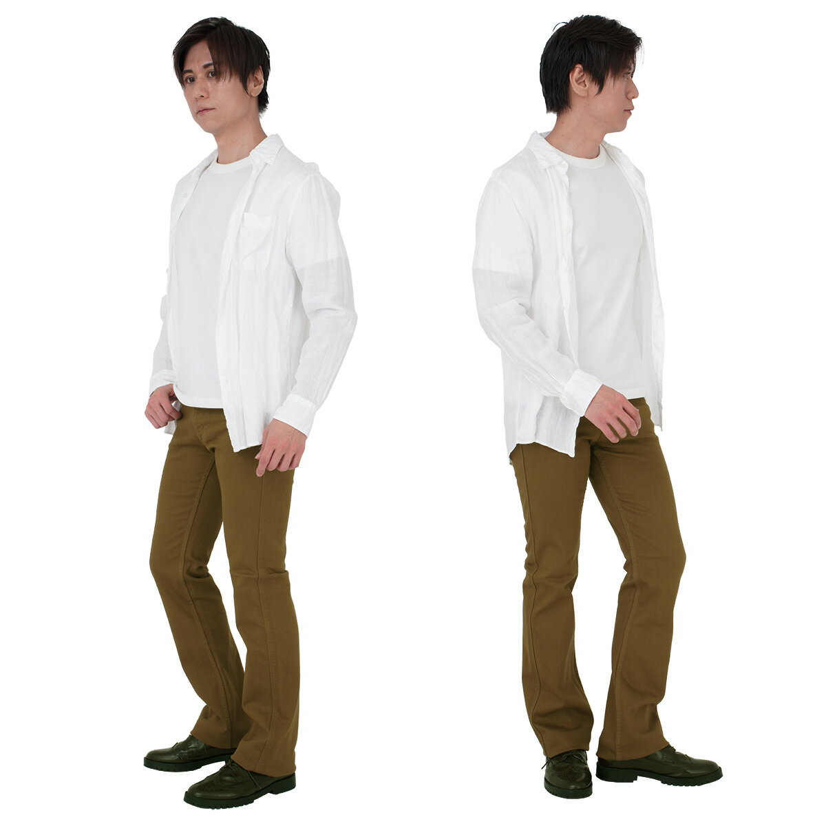 ブーツカット;BLUEWAY:ストライトリータイト ブーツカット ストレッチパンツ（ライトブラウン）:M1937-51 S-LL ブルーウェイ フレア メンズ 裾上げ 日本製