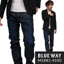 BLUEWAY:ソリッドストレッチデニム レギュラーテーパードジーンズ（ダークビンテージ）:M1881-4100 S-LL ブルーウェイ ジーンズ メンズ デニム 裾上げ 日本製