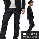 BLUEWAY:ソリッドストレッチデニム・レギュラーテーパードジーンズ（ワンウォッシュ）:M1881-8100 S-LL ブルーウェイ ジーンズ メンズ デニム 裾上げ 日本製