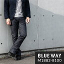 BLUEWAY:ソリッドストレッチデニム セミブーツカットジーンズ（ワンウォッシュ）:M1882-8100 S-LL ブルーウェイ ジーンズ フレア メンズ デニム 裾上げ 日本製