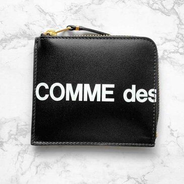 ★1000円クーポン発行中！コムデギャルソン 財布 コインケース COMME des GARCONS 小銭入れ L字ファスナー ミニ財布 コンパクト レザー 本革 ミニウォレット ヒュージ ロゴ レディース メンズ HUGE LOGO - BLACK (SA3100HL)