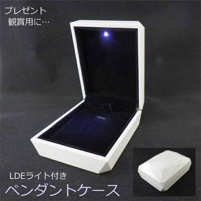 【P2倍+クーポン】ジュエリーボックス ケース ペンダント用 光る LDE付 ホワイト ネックレス プレゼント プラスチック製 鑑賞 ギフトボックス 記念日 サ...