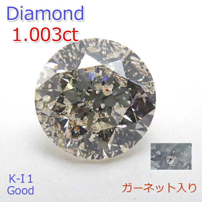 【ガーネット入り】ダイヤモンド ルース 一粒 1ct 希少 Kカラー I1 good 一粒 ラウンド ブリリアントカット 中央宝石研究所 鑑定書付 コレクター 珍しい 返品OK