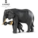 エレファント Bold Black リヤドロ LLADRO 黒 金 像 ゾウ 親子 新作 ポーセリン 磁器 人形 置物 インテリア 保証 動物 プレゼント お祝い 新築 開業 玄関 オフィス リビング 【正規品】01009581