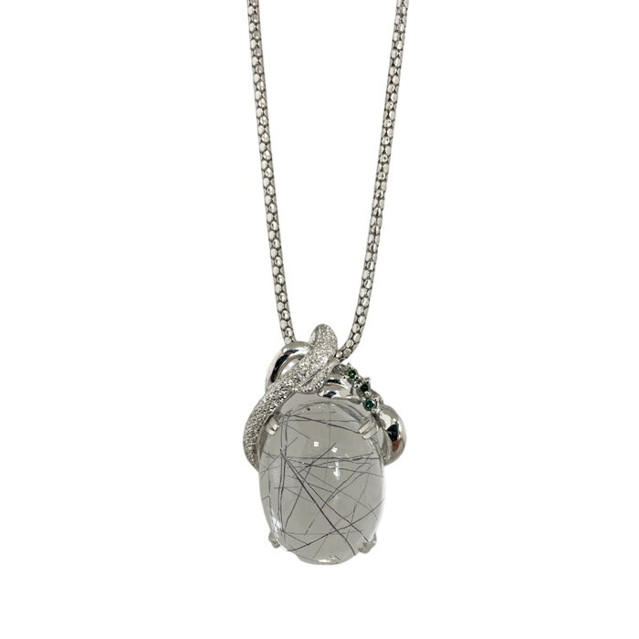 【P2倍+クーポン】K18WG ルチルクォーツペンダント ダイヤモンド ルチル 天然石 パワーストーン 大粒 特大 お守り 金運 おしゃれ レディース メンズ ...