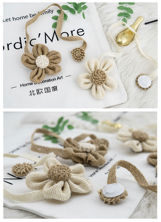 カーテンタッセル 2個セット マグネット 綿麻 雑貨 カーテン アクセサリー 花 おしゃれ かわいい シンプル カーテン留め具 送料無料