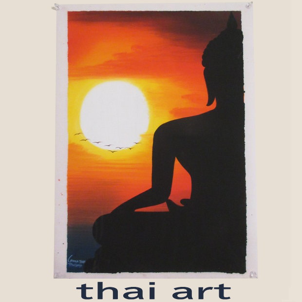 Rakuten - 絵画 ブッダ アート タイ 仏陀 壁飾り 絵 夕暮れ 夕日 癒やし 夕陽 壁掛け モダンアジアン モダンアート ウォールインテリア タイインテリア ペイント 飾る ディスプレイ ギフト ポスター 40cm×55cm インテリア ホテル カフェ タイ風 thai artタイアート 夕暮れブッダ