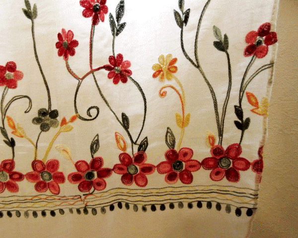 のれん ストール 大人 かわいい おしゃれ 花柄 刺繍入り ショール 大判 ロング コ...