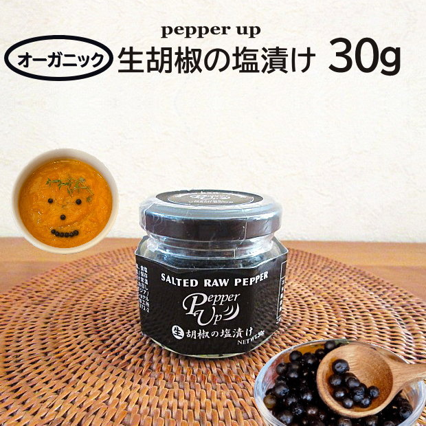生胡椒の塩漬け カンポットペッパー 無農薬 スパイス ブラックペッパー 胡椒 オーガニック 黒コショウ カンボジア産 ペッパー ブラック 旨い 旨味 料理 キャンプ飯 おうちご飯 パーティー イベント レストラン ミシュラン 調味料 手土産 お年賀 世界最高品質peper up 30gのサムネイル
