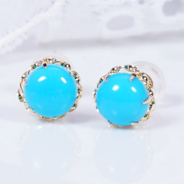 K18 トルコ石ピアス 18金（PA-9987）