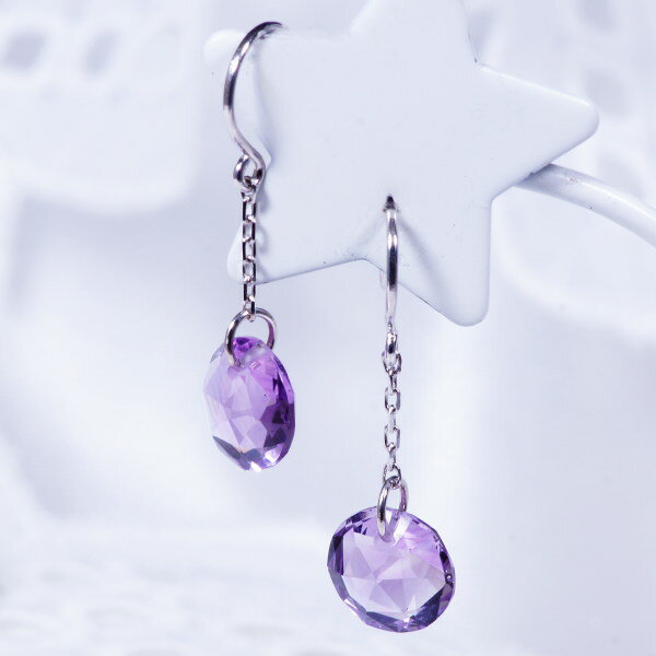K18WG アメシストピアス リバーシブル 18金 ホワイトゴールド 2月誕生石 IA-354
