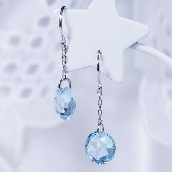 乐天商城 - 18金ホワイトゴールド ブルートパーズ ピアス リバーシブル両面カット 11月誕生石 IA-351