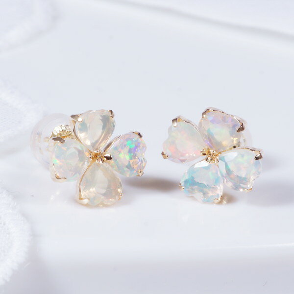 K18 1.1ct オパールピアス ハートシェイプ 18金 10月誕生石 PA-998
