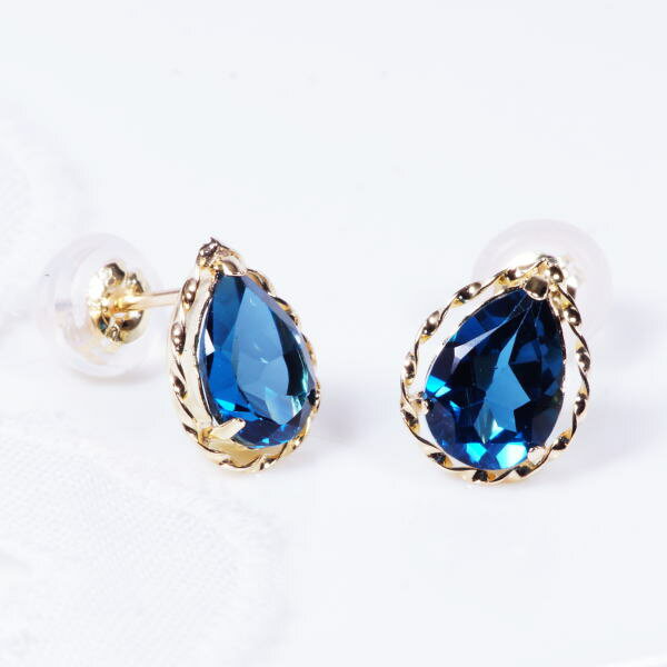 乐天商城 - K18 1.5ct ロンドンブルートパーズ ピアス ペアシェイプ 1.5カラット 11月誕生石　ギフト　結婚式 IA323