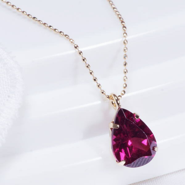 K18 ロードライトガーネットペンダント ペアシェイプ 1月誕生石